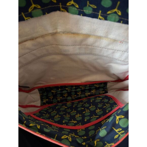 Vintage Fossil Key-Per Coated Canvas Multi-Color Floral Messenger Bag - Picture 9 of 14